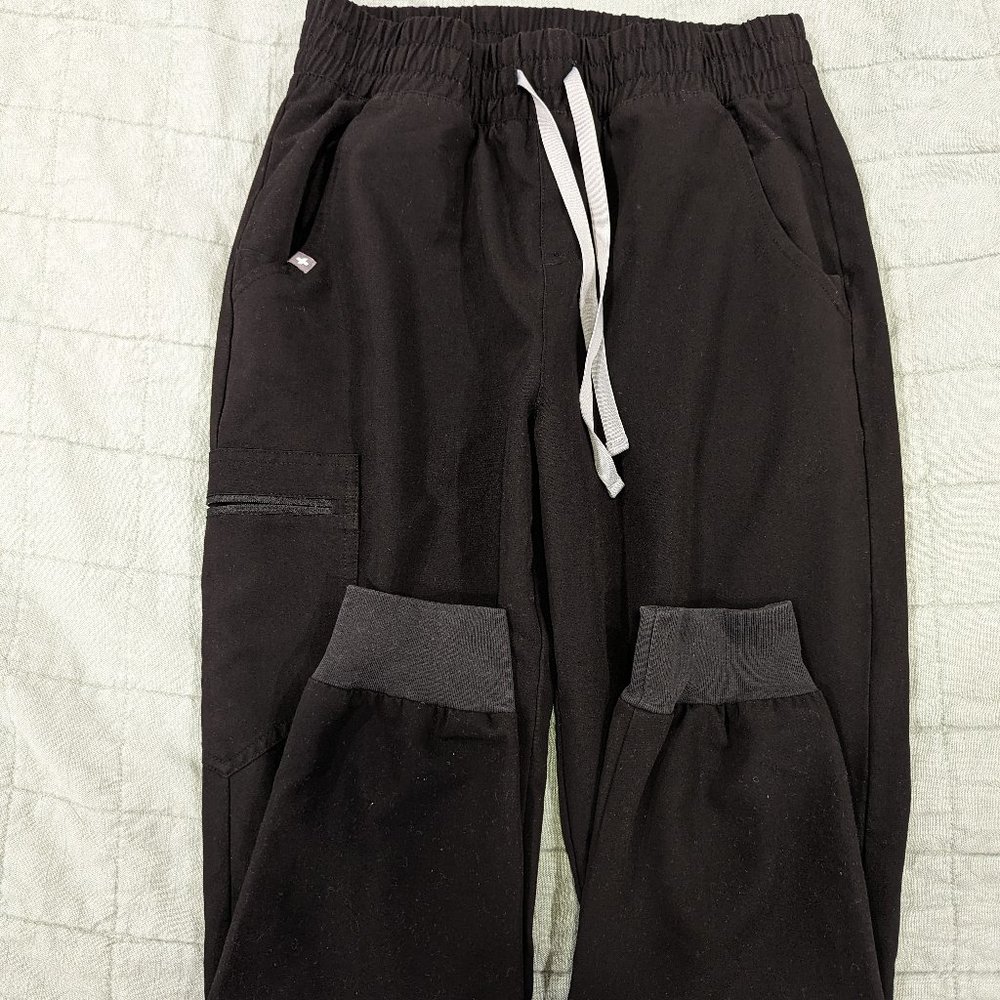 Figs Zamora High Waisted Jogger Small TALL Black Figs